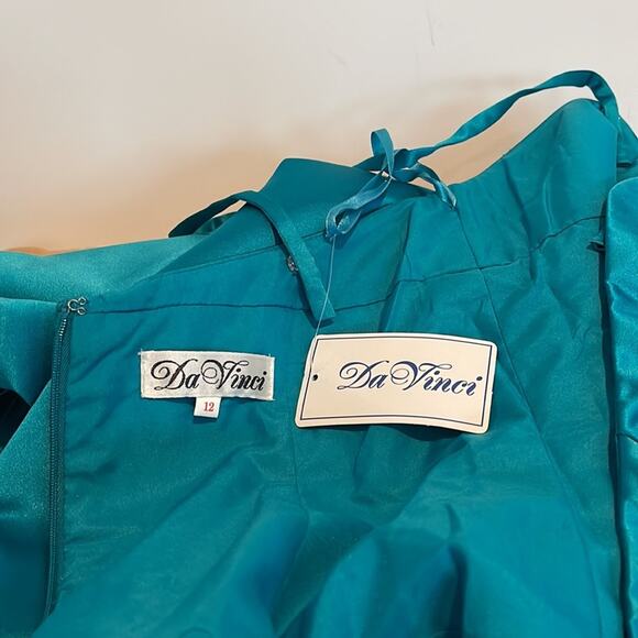 DaVinci Strapless Special Occasion Maxi Dress Teal Size 12 BNWT - Picture 11 of 15